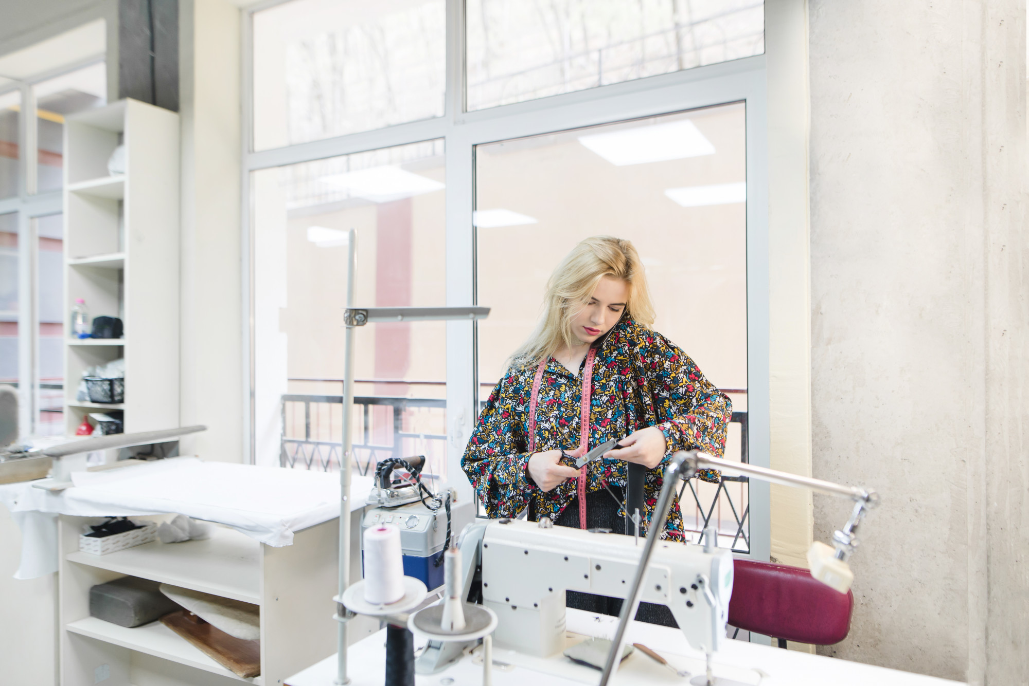 atelier interior with embroidery machines